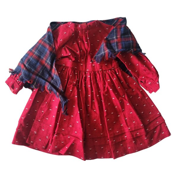 American Girl Other - Vintage American Girl Doll Kirsten’s Red School Dress & Shawl Outfit Retired